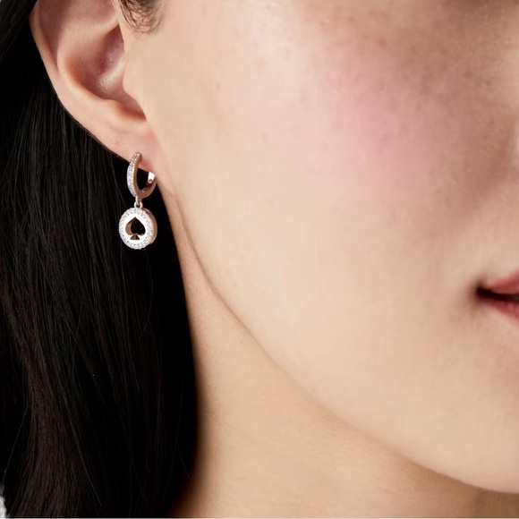 Kate Space Spot The Spade Pave Huggies Earrings - Picture 2 of 3